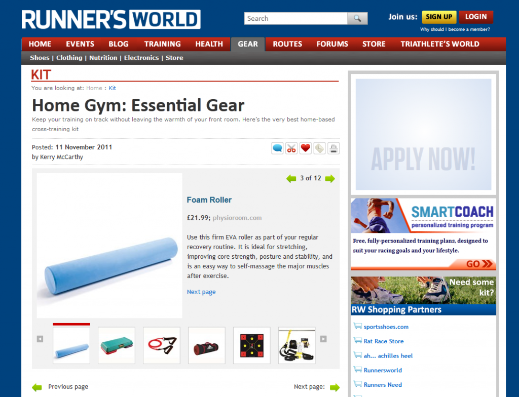 Runner's World UK picks Foam Rollers by PhysioRoom